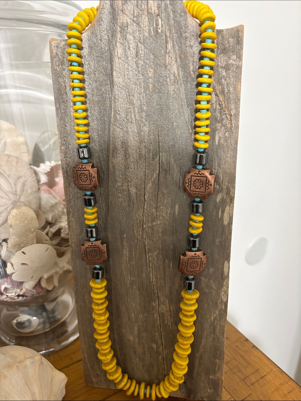 Yellow Beaded Statement Necklace - Handcrafted Style